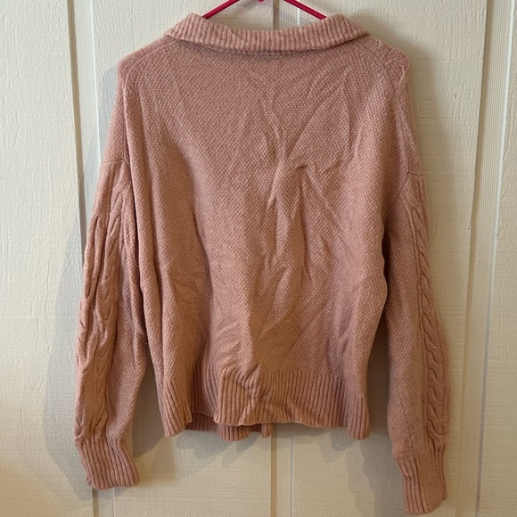 J.Crew Cable Knit Quarter Zip Sweater in Pink Size Small - Picture 4 of 4